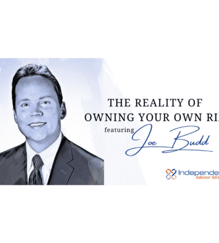 Cartoon graphic of Joe Budd with article title "The Reality of Owning Your Own RIA"