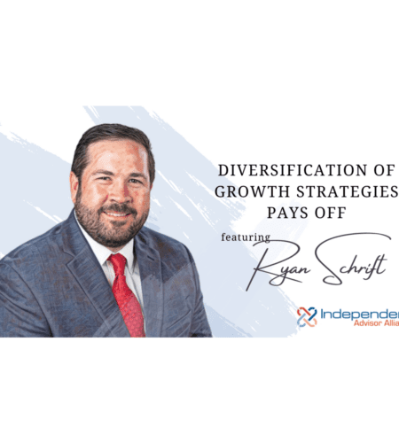 Cartoon graphic of Ryan Schrift with article title "Diversification of Growth Strategies Pays Off"